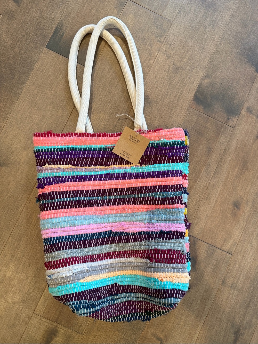NWT Handwoven Multi-Color Chindie Stripe Tote Bag
